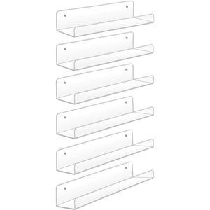 Acrylic Shelves,6 Pack 15 Inch Floating Wall Shelves, Funko Pop Display Shelf